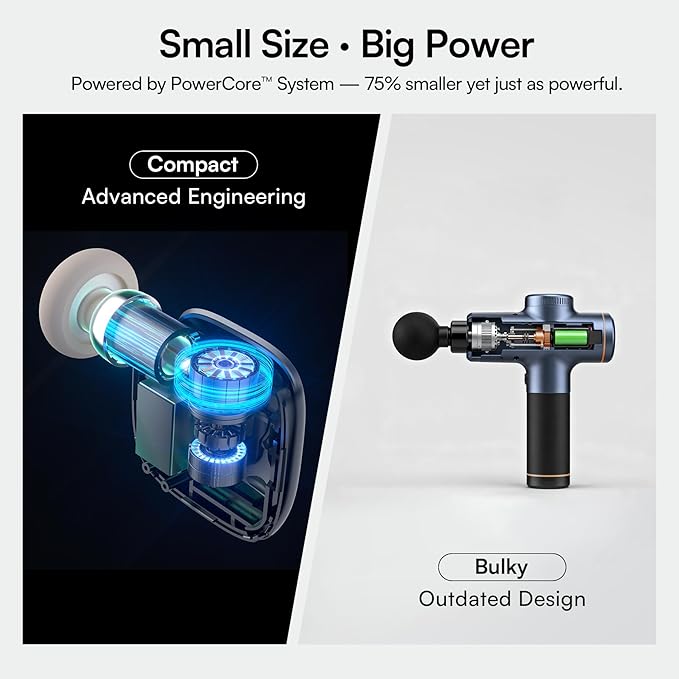 INIA PocketForce Mini Massage Gun - Ultra-Portable Massager Gun for Muscle Pain Relief, Deep Tissue Percussion Massager with 3 Attachments, Quiet & Lightweight, Travel & Office Gifts for Men Women