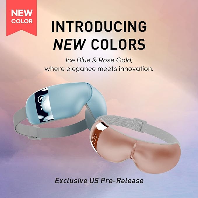 HubiCare Eye Massager with Heat, Vibration, and Music Helps Relieve Strain, Dark Circles, Dryness, and for Migraine Relief Relaxation and Better Sleep Gifts for Women/Men (Rose Gold)