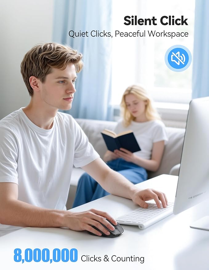 TECKNET Wireless Mouse Rechargeable,Mouse for Laptop Computer,2.4G USB Computer Mice Wireless,6 Button 6400 DPI Ergonomic Silent Mice,Portable Cordless Travel Mice-Wide Compatibility