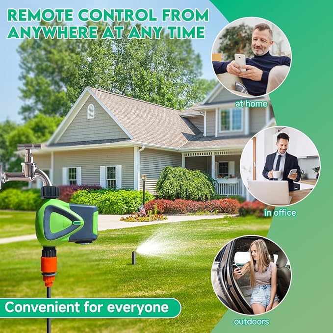 Water Timer for Garden Hose, Smart Hose Sprinkler Timer with Tuya/Smart Life App(Zigbee Connection), GreenVation Plant Automatic Watering System for Yard Outdoor Irrigation (Green Zigbee)