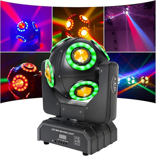 Moving Head Light,Led RGBW 4in1 Beam Effect Ball, DJ Lights with Sound Activated for Wedding DJ Party and Live House