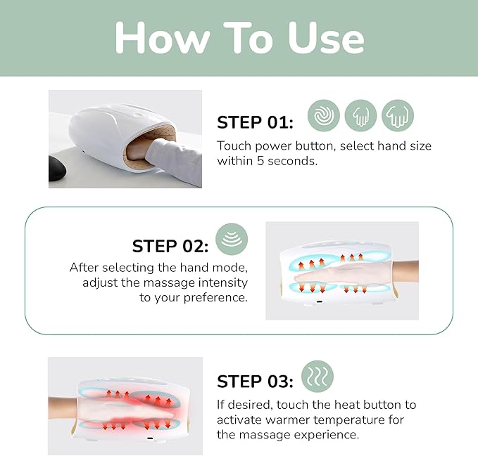 nooro Hand Massager - Advanced Heat Therapy to Support Hand Discomfort- Cordless, USB Rechargeable, Helps with Stiffness and Swelling, Easy to Use at Home