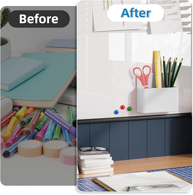 Mabrasse 8p Magnetic Dry Erase Marker Holder,Pen and Eraser Holder for Whiteboard, Magnet Pencil Cup Utility Storage Organizer for Office, Refrigerator, Locker and Metal Cabinets (8 Pack)