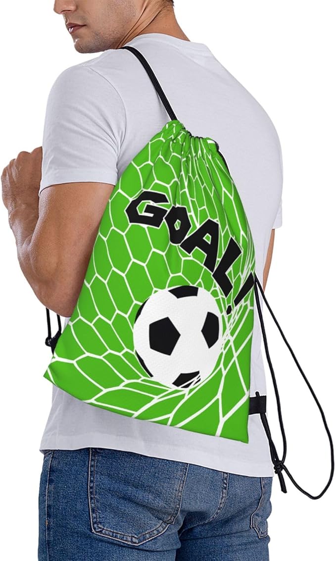 Soccer Drawstring Backpack Gym String Bag Water Resistant Drawstring Sackpack Sport For Womens Mens, Football1