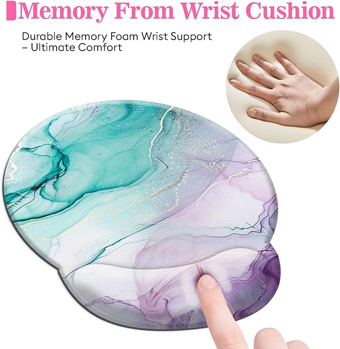 Long Mouse Pad XXL,Ergonomic Desk Mat Gaming Set,Keyboard Wrist Support Rest Mouse Pad Suitable for Office and Home (XXL Green Marble Set)