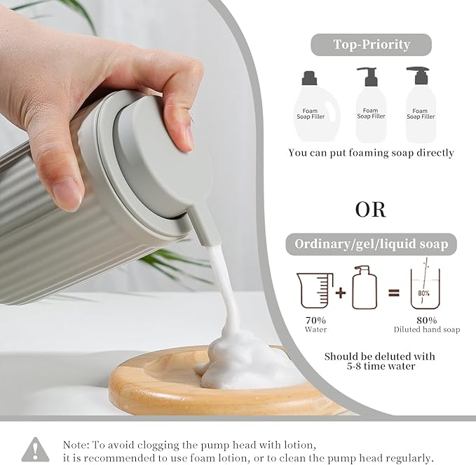 BosilunLife Light Grey Bathroom Accessories Set - Ceramic Bathroom Counter Soap Set Bathroom Decor Sets Accessories Bathroom Foam Soap Dispenser and Toothbrush Holder Set, Soap Dish, Apothecary Jars