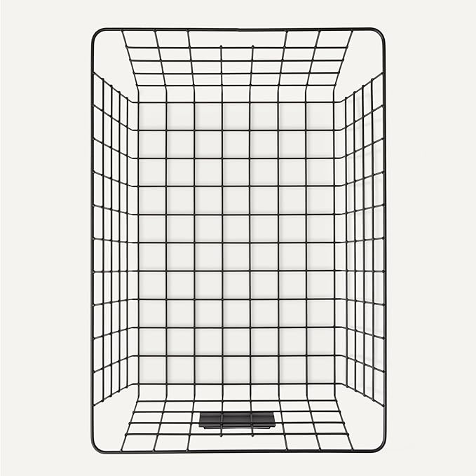Amazon Basics Wire Storage Baskets for Organizing, Black, Pack of 6