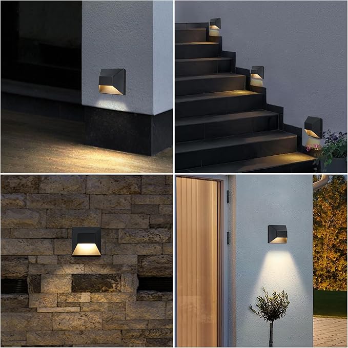 Outdoor Wall Sconce with Integrated LED Light, Waterproof Powder Coating Black, Heavy Duty Metal Anti Exterior Corrosion Wall Light Fixture, Outdoor Porch Light for Front Door, Fence, Garage, 2 Pack