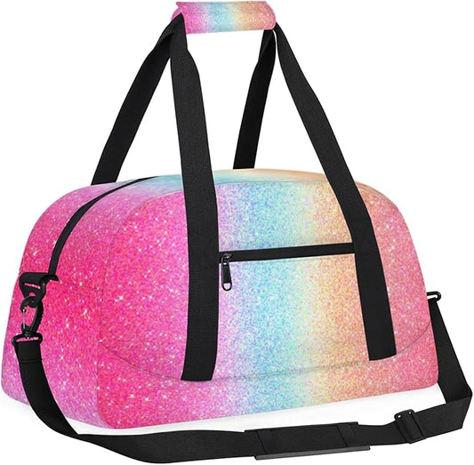 Sports Duffle Bags Glitter Travel Duffle Bag Waterproof Overnight Weekender Carry On Bag for Dance, Yoga, Gym