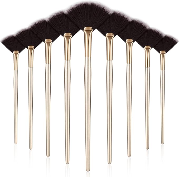 9 Pieces Facial Fan Mask Brushes, Soft Facial Applicator Brushes Tools for Peel Glycolic Makeup for Mud Cream(Brown)