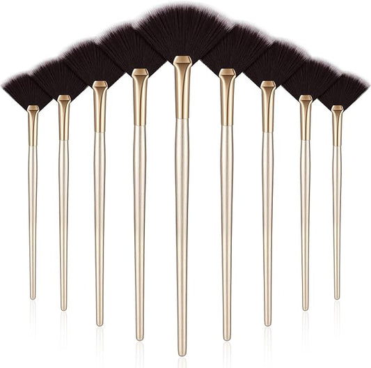 9 Pieces Facial Fan Mask Brushes, Soft Facial Applicator Brushes Tools for Peel Glycolic Makeup for Mud Cream(Brown)