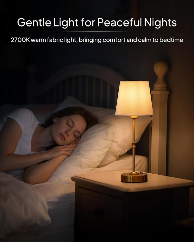 EppieBasic Cordless Table Lamp Rechargeable: Fast Charging & Long Lasting - 2700K Warm Light Vintage Gold Lamps for Women Housewife - Dinning Living Room Bedroom