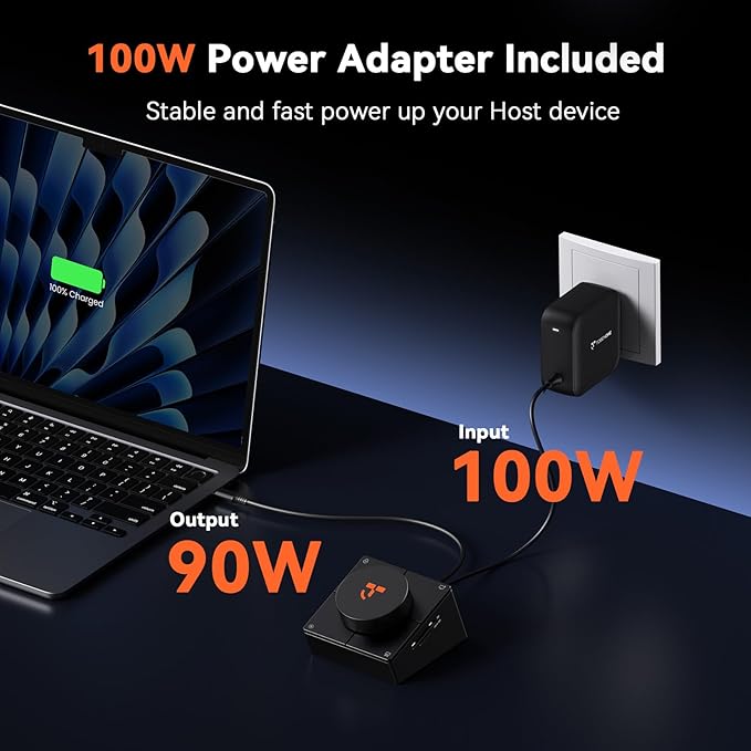 TobenONE 10-in-1 Shortcut-Key Docking Station with 4 Shortcut Button and Volume Knob, USB C Dock with 4K@60Hz HDMI, 100W PD, 3 USB, Ethernet, Audio, SD/microSD for MacBook, Windows, Chrome, Mac mini