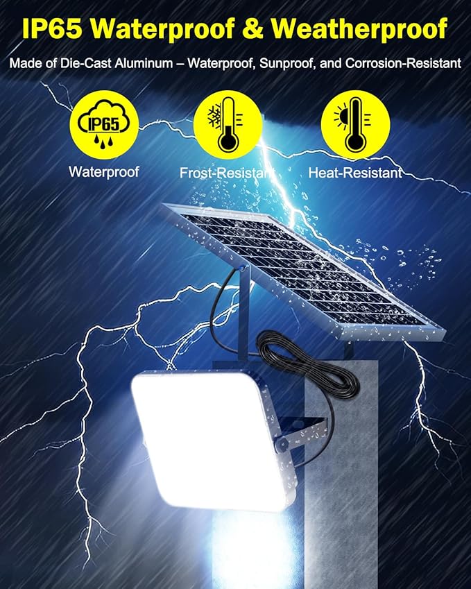Engrepo Solar Lights Outdoor IP65 Waterproof Outside Solar Powered Security Flood Light with Remote Control 3000LM Auto On/Off Dusk to Dawn Light with 10000mAh for Wall Porch Shed Barn. 2 Pack