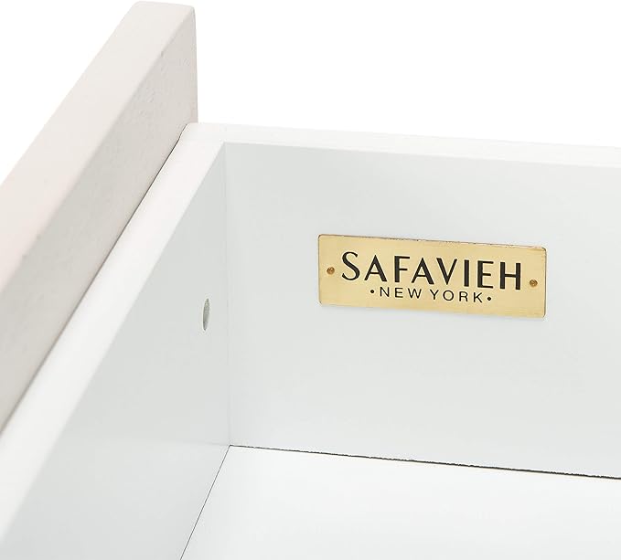 SAFAVIEH Genevieve TV Stand for up to 65" Flatscreen – White & White Washed Finish, Mid-Century Modern Storage Cabinet, Entertainment Media Console (MED5000C)