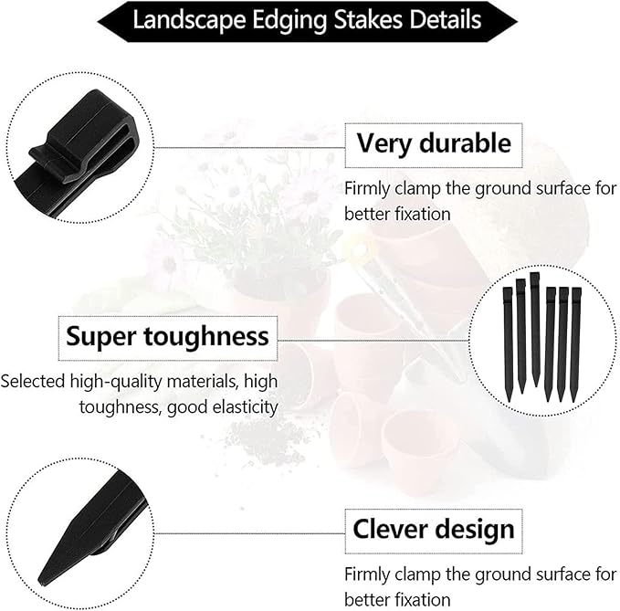 100 PCS Plastic Landscape Stakes, 10Inch Plant Support Lawn Stake Heavy Duty for Landscaping and Garden