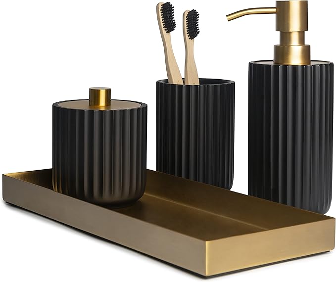 Bathroom Accessory Set, Gold Bathroom Accessories, Matte Black Bathroom Accessories Sets Complete, Bathroom Assesssories Set, Farmhouse Bathroom Decor, Bathroom Soap Dispenser Set, Boho Bathroom Decor