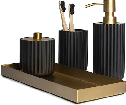 Bathroom Accessory Set, Gold Bathroom Accessories, Matte Black Bathroom Accessories Sets Complete, Bathroom Assesssories Set, Farmhouse Bathroom Decor, Bathroom Soap Dispenser Set, Boho Bathroom Decor