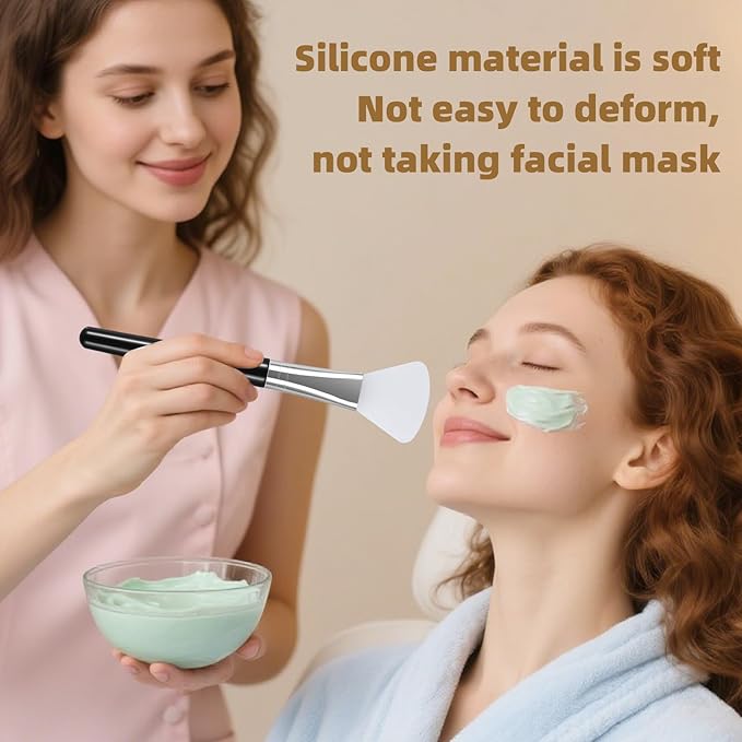 LORMAY 2 Pcs Silicone Face Mask Brush Applicator for Facial Mud, Clay Mask, DIY, Modeling Mask, Body Lotion, and BB CC Cream