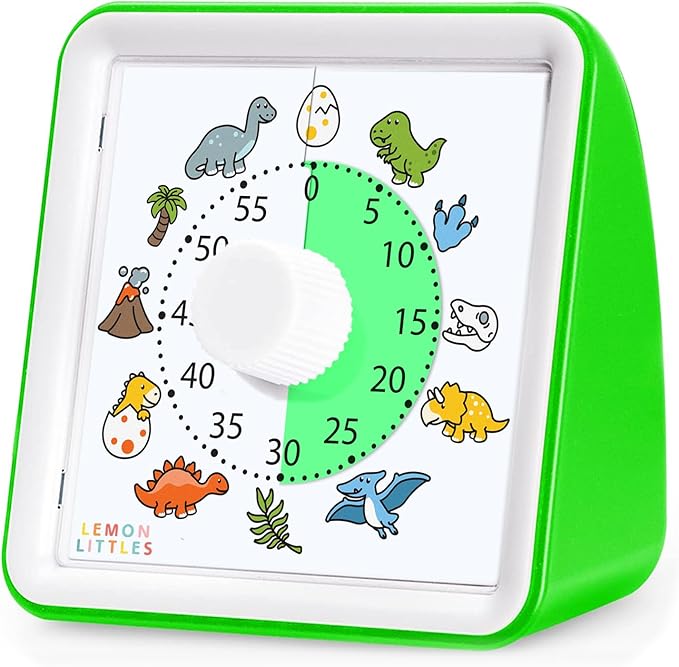 Visual Timer for Kids, Toddler, Autism, ADHD & Preschool Classroom - Animal Silent Countdown Timers - 60 Minute Productivity & Time Management Clock (Dinosaur)