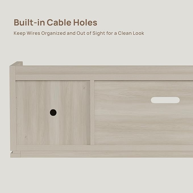 SICOTAS TV Stand Entertainment Center - 67" TV Console for Living Room Modern TV Stand for Bedroom, Media Console with Shelf and Cabinet, Entertainment Stand for TVs up to 65 75 Inch(Grey White Oak)