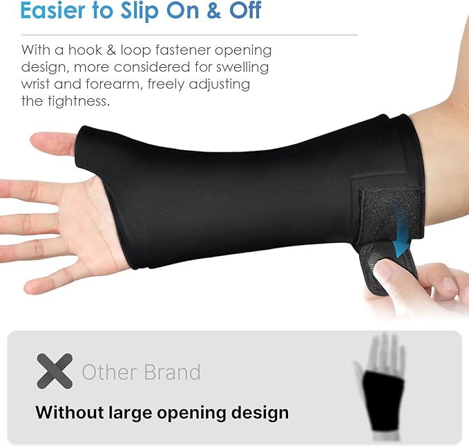Comfitech Wrist Ice Pack Wrap for Hand, Thumb & Arm with Extended Coverage, Carpal Tunnel Cooling Sleeve for Better Putting On & Off, Cold Gloves Reusable, Large, Two Packs