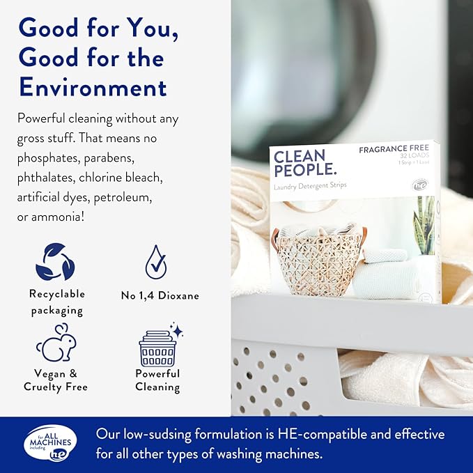 The Clean People Laundry Detergent Sheets - Laundry Soap - Ultra Concentrated, Recyclable Packaging, Stain Fighting - Fresh Scent, 192 Pack
