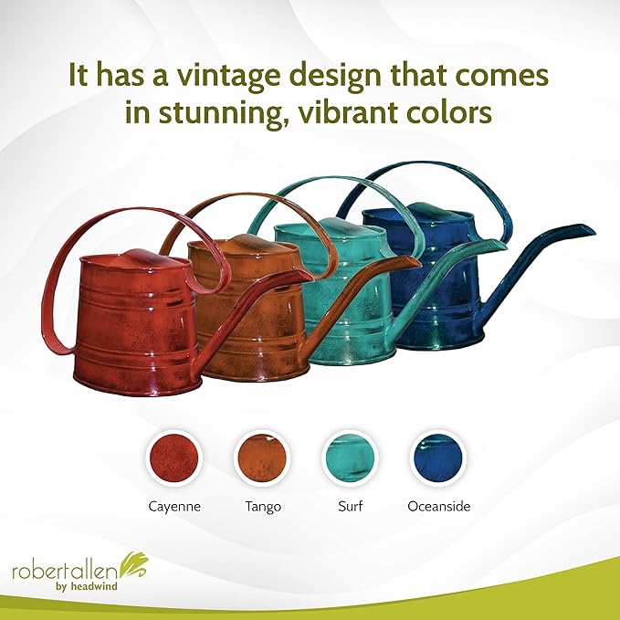 ROBERT ALLEN MPT01506 Danbury Metal Watering Can, Tango Orange
