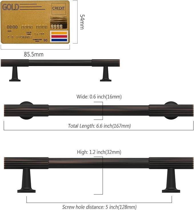 Amerdeco 10 Pack Oil Rubbed Bronze Cabinet Pulls 5 Inch(128MM) Hole Centers Kitchen Cabinet Handles Hardware Kitchen Handles for Cabinets Cupboard Handles Drawer Pulls ZH0071