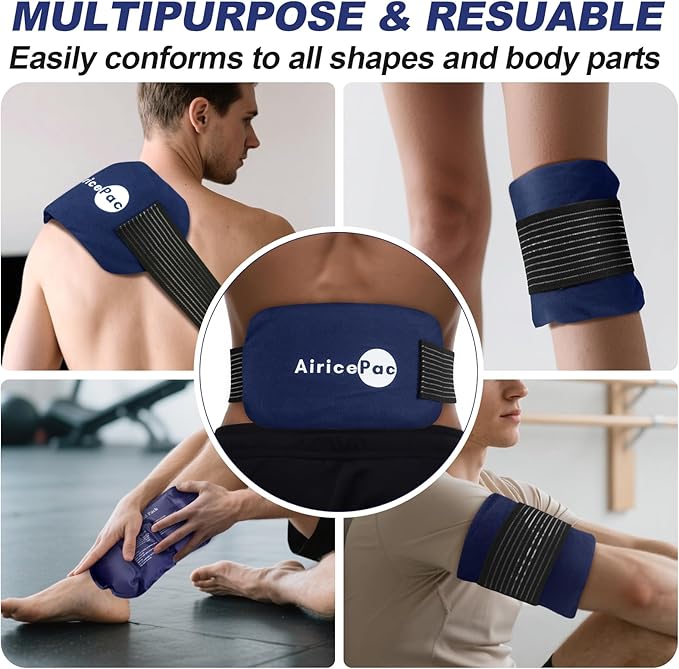 Ice Packs for Injuries Reusable (3-Piece Set) Hot Cold Gel Wraps for Joint Pain, Muscle Soreness, Adjustable & Flexible for Back, Knees, Shoulders, Arms and Legs