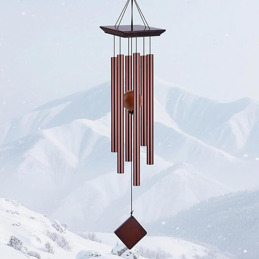 39" Large Wooden Wind Chimes for Outside, High-pitched Wind Chimes Outdoor with 6 Heavy Tubes for Patio,Garden Hanging Décor, Sympathy Gifts,Dark Brown