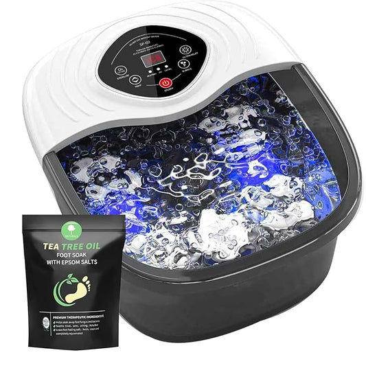 closewave UV & Ozone Foot Spa Bath Massager with Heat, Shiatsu Rollers, Bubbles - Includes Tea Tree Oil Epsom Salt, Relieves Stress and Foot Pain - Home Pedicure Soak Tub Gift for Women/Men, Mom/Dad