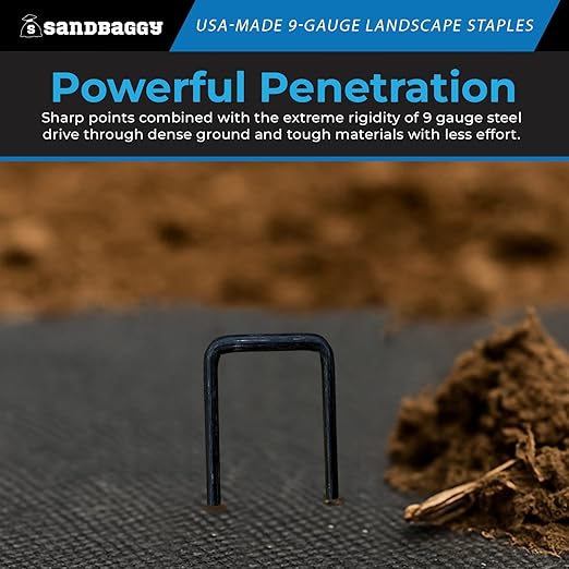 Sandbaggy USA Made 6-inch Landscape Staples - Garden Stakes - Landscaping Fabric, Netting, Sod, Artificial Turf (Heavy Duty, 2000)