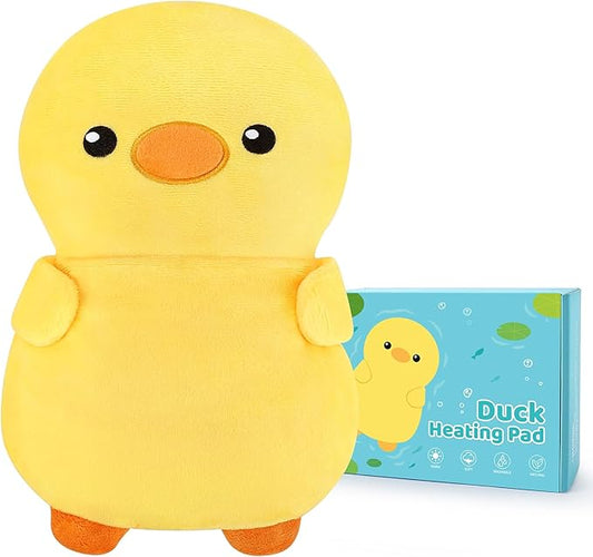 Yellow Duck Microwavable Heating Pad for Kids and Women, Cute Animal Plush Toy Microwave Heating Pad for Cramps & Period Pain Relief with Lavender Scented, Heated Pad for Neck Back, Warmer Pad