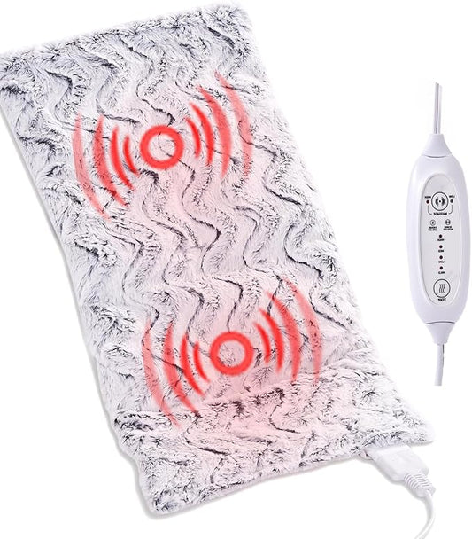 Heat Massaging Weighted Heating Pad for Back Pain Relief, Weighted Electric Heating Pad with Massaging Vibrations 20"x24" 4.1lb BPA-Free Non-Toxic Beads, 4 Heat Settings, 4 Massage Modes, 2h Auto-Off
