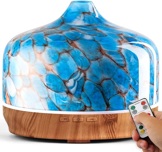 Porseme 500ml Essential Oil Diffuser, Aroma Ultrasonic Humidifier with Remote Control, BPA Free, Auto Shut-Off, Timer Setting for Large Room