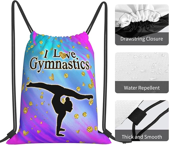 Gymnastics Drawstring Bags Adjustable Sports Gym Bag Drawstring Backpack Water Resistant String Bag Party Favors Bags