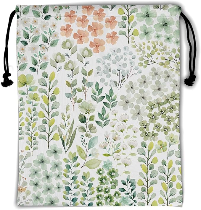 Green Leaves Gymnastics Grip Bag Waterproof Gymnastics Pouch String Bag for Gym Sports Storage