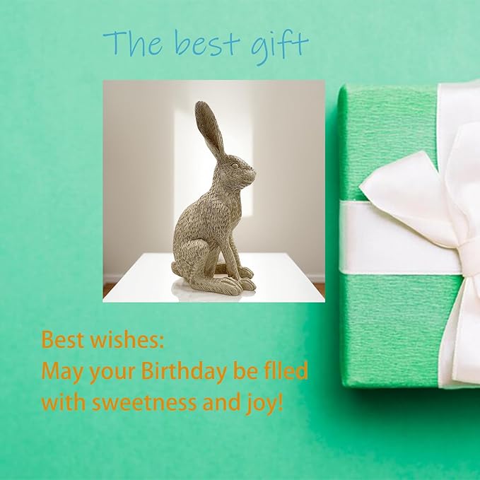 Charming Resin Rabbit Statue10.2 inch Decorative Figurine for Home & Garden, Modern Art Sculpture with Intricate Details, Perfect for Shelves, Tables, or Gardens （Brown）