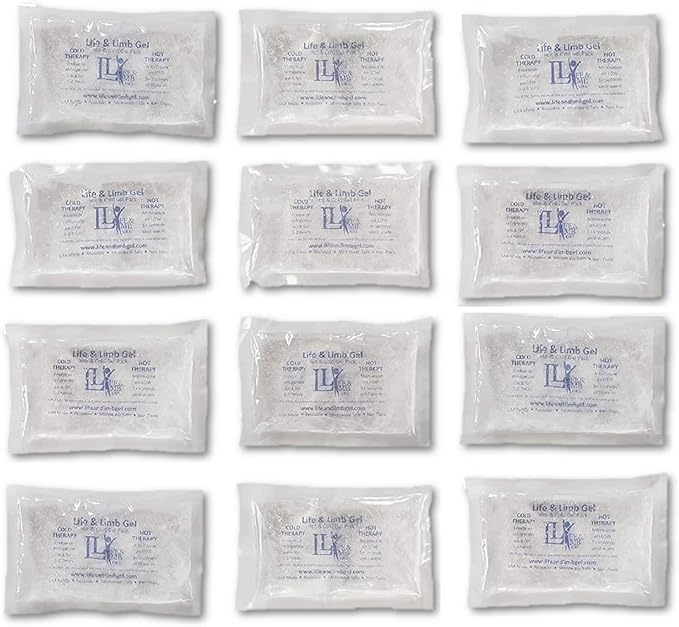 Extra Small Mini Reusable Gel Ice Pack for Injuries (3 X 5 Inches) USA Made Quality Hot Cold Packs - Pain Relief Dental Eye School Gym Breast Medication Transport by Life and Limb Gel (12)
