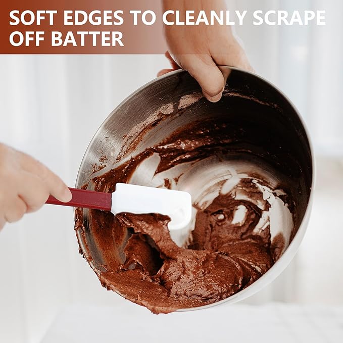 Norme 4 Pcs High Temp Silicone Spatulas Heat Resistant Rubber Spatula Commercial Silicone Scraper with Handle for Kitchen Cook Baking Mixing Utensil, Dishwasher Safe (10 Inch)