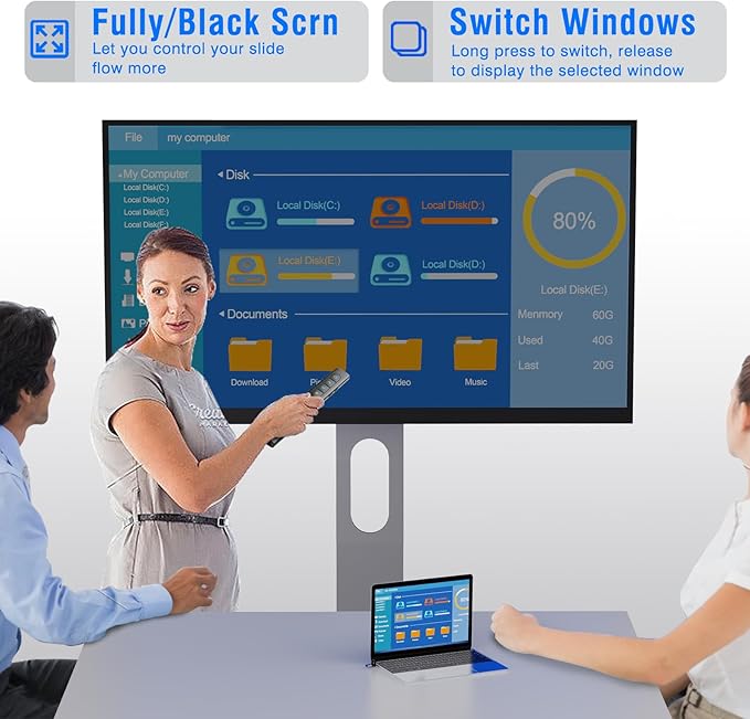 Presentation Clicker Wireless Slide Remote for Powerpoint PPT Slideshow, USB Presenter Pointer Advancer for Office Classroom Laptop/Computer/Mac Red Light