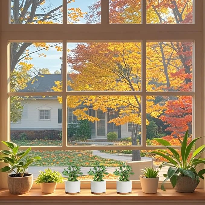 ZOUTOG Ceramic Succulent Pots,4 Inch Plant Pots,Succulent Planters with Drainage Hole & Bamboo Tray for Indoor Plants,White Small Flower Planters for Home,Office,Desk(6 Pack)