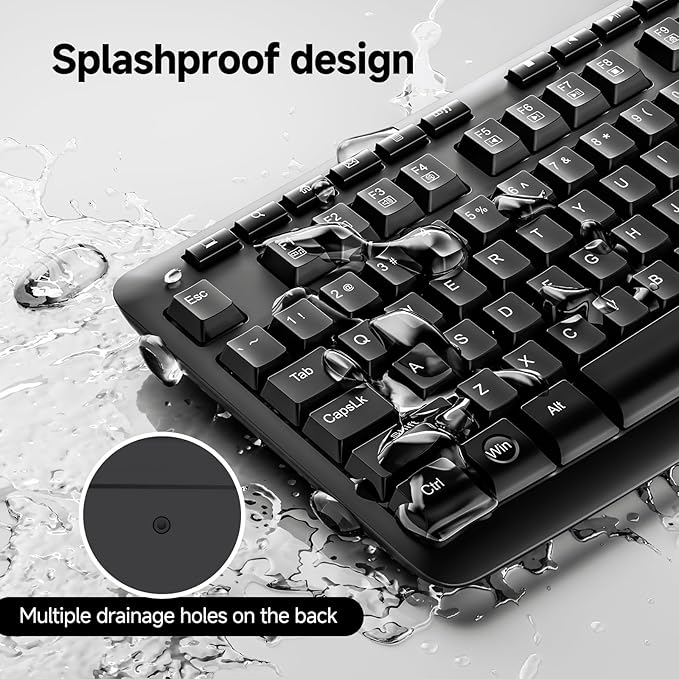 Redragon BK7366 Wired Keyboard,Multimedia USB Quiet Computer Keyboard,Silent Keyboard with Large Number Pad,Spill-Resistant,Anti-Wear Letters,Full Size for Laptop,Desktop