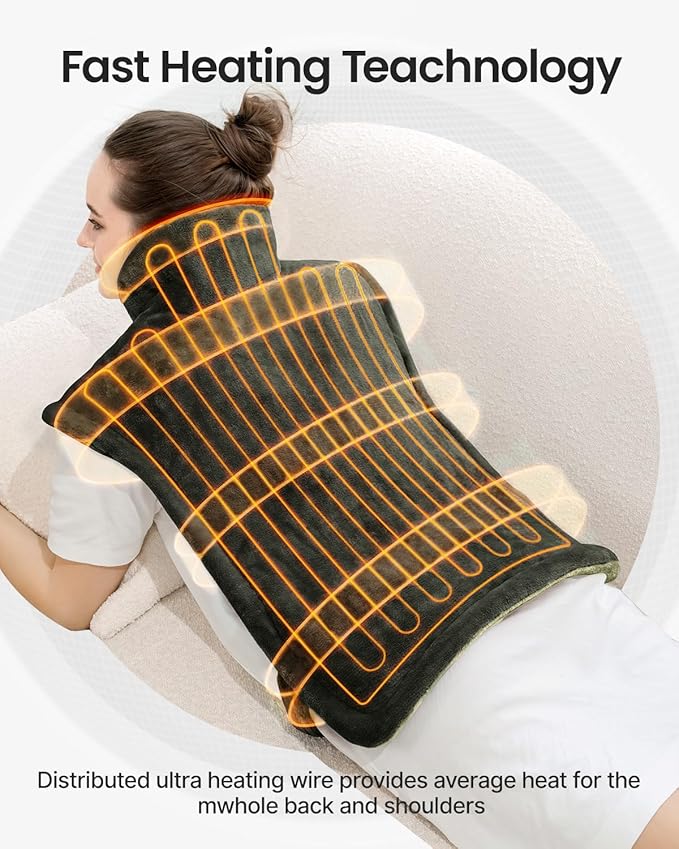 RENPHO Heating Pad for Back Pain & Period Cramps,Birthday Christmas Gifts for Women Men Mom Dad Seniors, FSA Eligible, Weighted Heat Pad for Neck and Shoulders, 24"x33", ETL Certified, Green