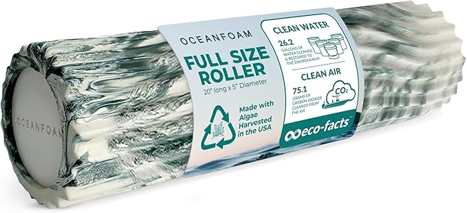 Oceanfoam Tidal Roller - Hunter Marbled - Muscle Massage Foam Roller for Back Pain & Stretching - Firm and Ergonomic Wide Wave Textured - Yoga, Athletics, & Wellness - Full Size, 20" x 5"