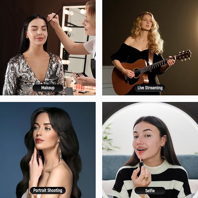 NEEWER RP19H 19" Ring Light with Tripod Stand/3 Phone Holders/Cleaning Cloth Compatible with iPhone, 2.4G Touch Control LED Ringlight for Video Recording Studio Streaming Zoom Selfie Makeup Lighting