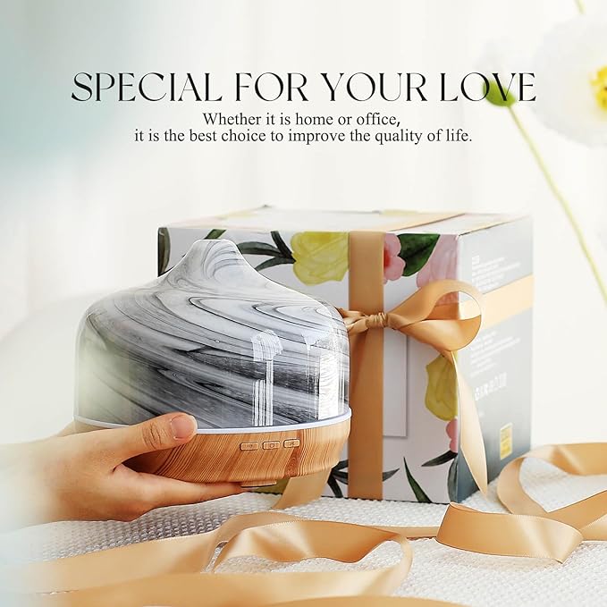 Porseme 500ml Glass Essential Oil Diffuser Aromatherapy Ultrasonic Cool Mist Humidifier 15-21 Running Hours Waterless Auto-Off Air Diffusers for Sleeping,Yoga,Office Working,Spa and Rest (Ink)