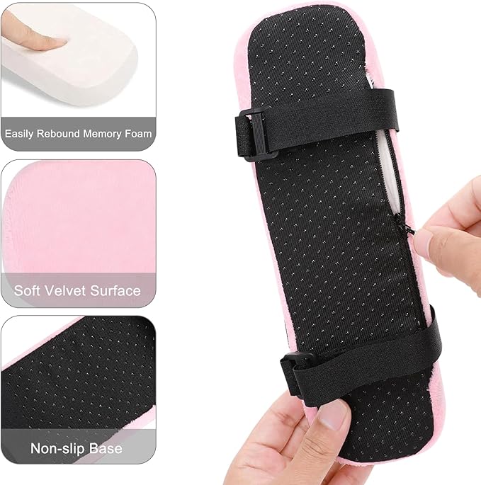 MOSISO Chair Armrest Pads (2 Pack), Memory Foam Home/Office Chair Arm Rest Covers Comfy Computer Gaming Elbow Cushion Removable Washable Elbow Support Forearm Pressure Relief, Pink