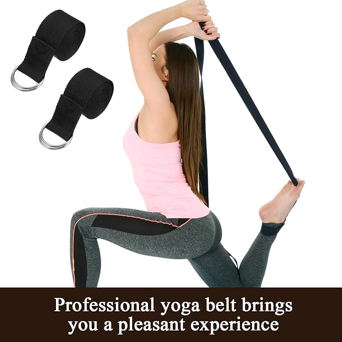 10-Pack 6ft Adjustable Yoga Strap Pilates Non-Elastic Stretching Belt with Metal D-Ring for Men Women Physical Fitness Gym workout training Exercise Stretch Band